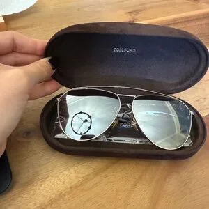 Tom Ford Binx Silver Aviator Sunglasses Tom Ford BINX FT 0681 Silver Black/Grey Shaded (16B  main image 3